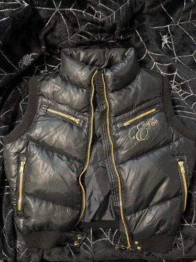 Y2k Enyce Feather & Down Puffer Vest | Size Medium | Black and Gold
